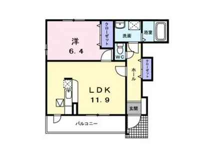 メリディオ操山(1LDK/1階)の間取り写真