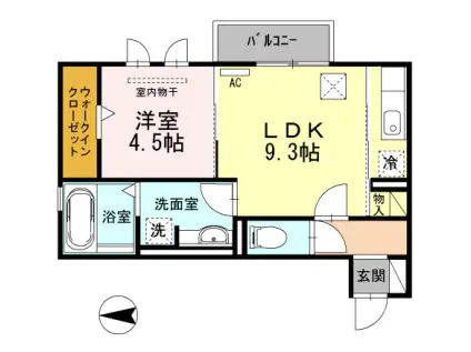 CLE DU BONHEUR(1LDK/1階)の間取り写真