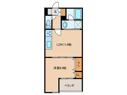 CHERIR牛野(1LDK/3階)の間取り写真