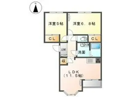 エターナル(2LDK/1階)の間取り写真