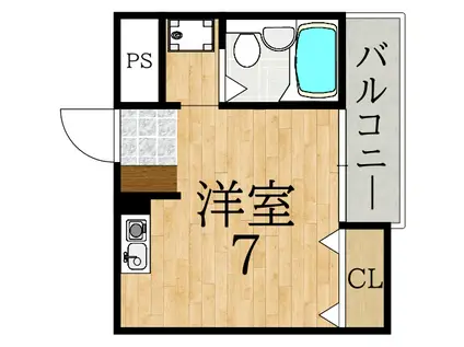 シティロイヤル富雄南(ワンルーム/1階)の間取り写真