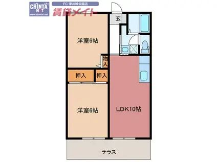 セントヒルズE(2DK/2階)の間取り写真