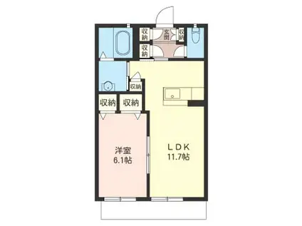 ボナール(1LDK/1階)の間取り写真