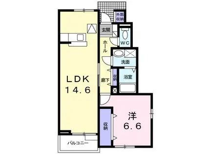 コンフォートみやび台II(1LDK/1階)の間取り写真