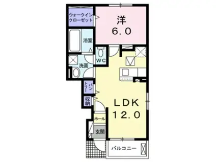 カーサ・六花(1LDK/1階)の間取り写真