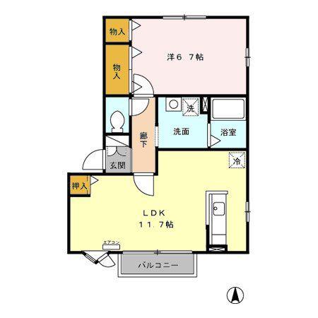 コンフォート高松(1LDK/2階)の間取り写真