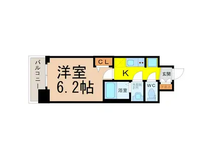 メイクス矢場町II(1K/6階)の間取り写真