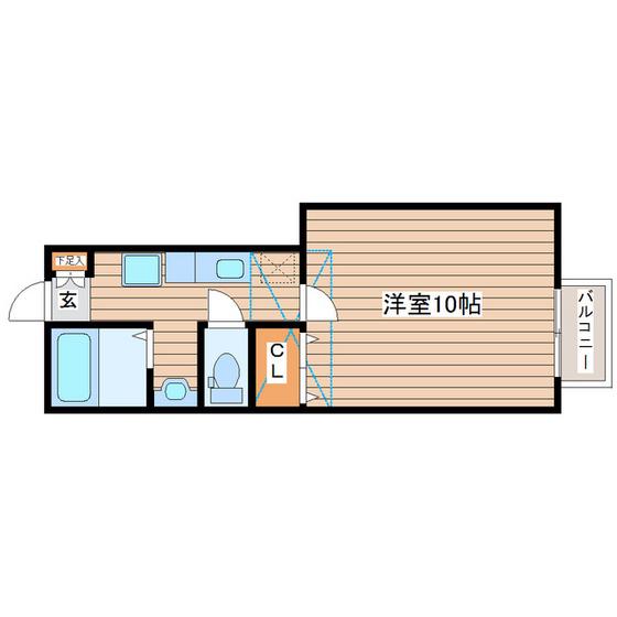 EXSTAGED棟(1K/2階)の間取り写真