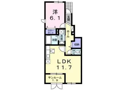 パニエ ド フルールI(1LDK/1階)の間取り写真