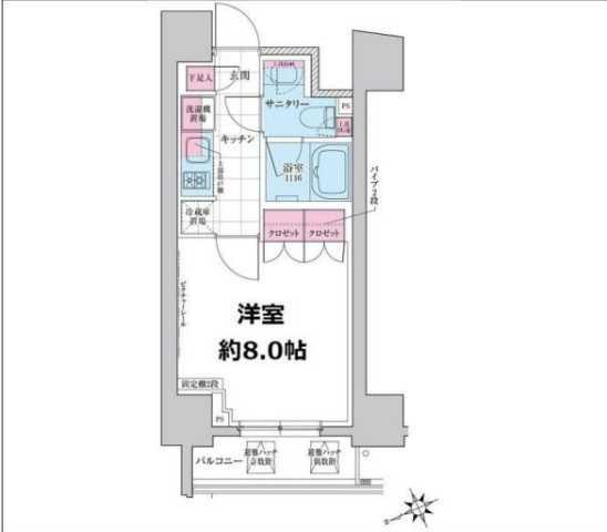 ステラメゾン三軒茶屋(1K/15階)の間取り写真