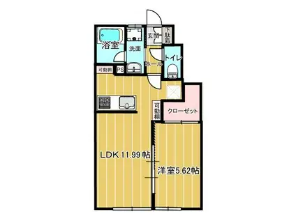 ガーデンI(1LDK/1階)の間取り写真