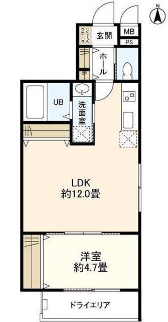 ウェルスクエアイズム高井戸(1LDK/4階)の間取り写真