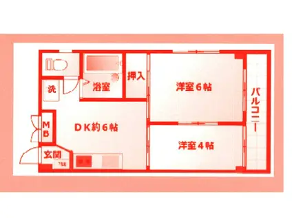 本町ベルハイム(2DK/6階)の間取り写真