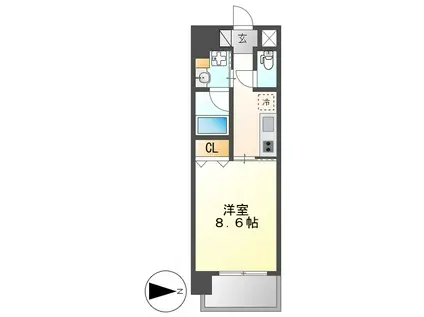 オープンブルーム八田(1K/13階)の間取り写真