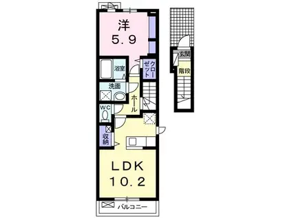 メゾン松山(1LDK/2階)の間取り写真