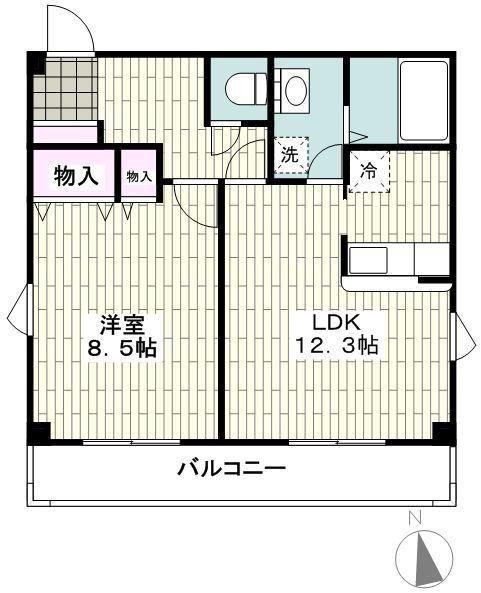 メゾン南台(1LDK/2階)の間取り写真