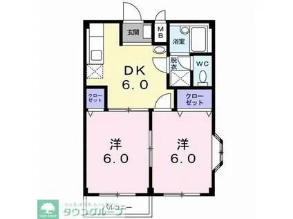スイートホームズ(2DK/2階)の間取り写真