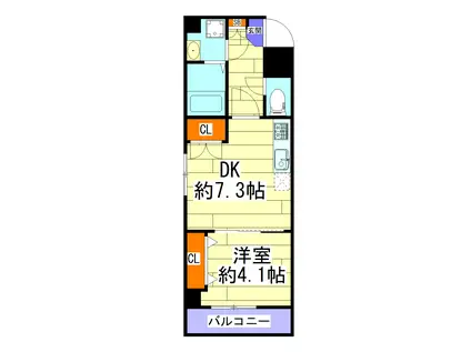 クリア天王寺東(1DK/4階)の間取り写真