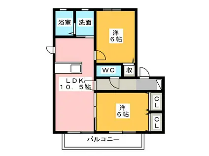 ヴァンベールA B(2LDK/1階)の間取り写真