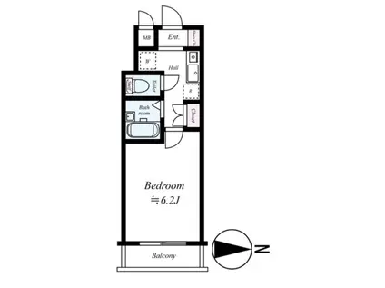 メインステージ江戸川橋II(1K/2階)の間取り写真