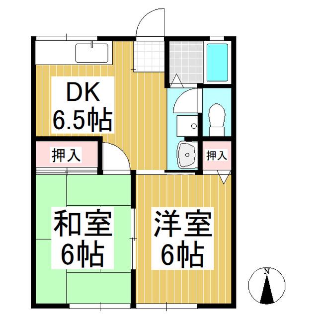 サニーハイツ1号棟(2DK/1階)の間取り写真