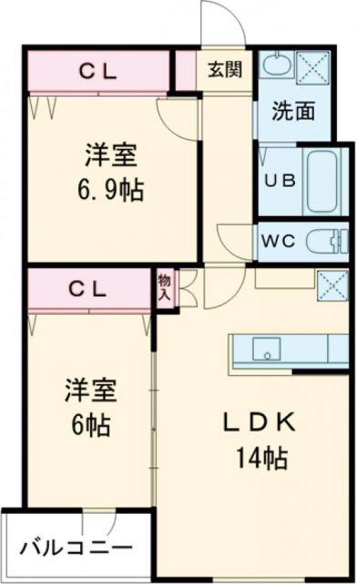 FACE MANSION(2LDK/5階)の間取り写真