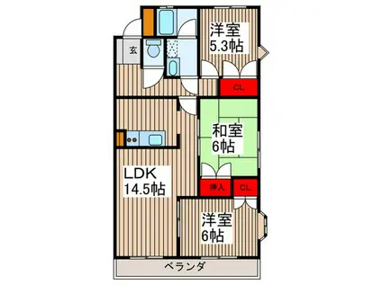 ベルフィーユ(3LDK/3階)の間取り写真