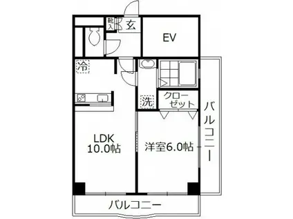 さかえビル(1LDK/4階)の間取り写真