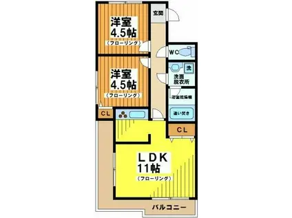 マンション第一明大前(2LDK/13階)の間取り写真