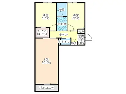 グローレII(2LDK/2階)の間取り写真