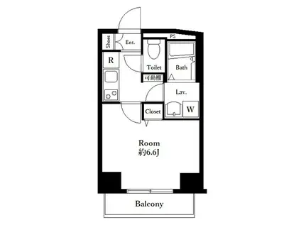 ドルチェ東新宿(1K/8階)の間取り写真