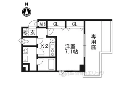 アスヴェル京都東寺前Ⅱ(1K/1階)の間取り写真