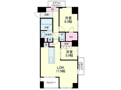 アートフォルム元城(2LDK/3階)の間取り写真