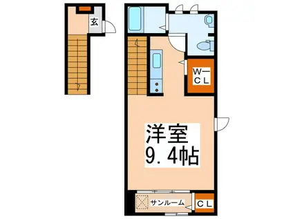 グリーンフローラ 南(1K/2階)の間取り写真