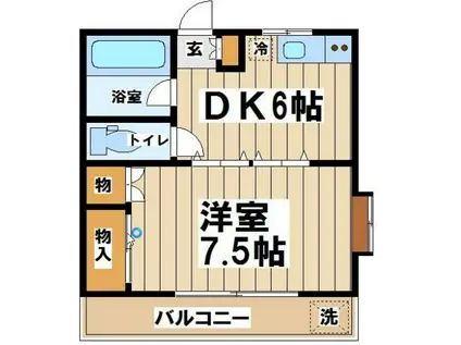 ベルハウス上石原(1DK/2階)の間取り写真