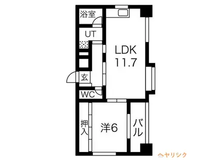 エクセレント平安通(1LDK/9階)の間取り写真