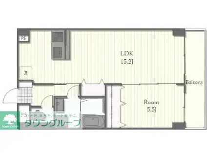 ブルックサイド水天宮前(1LDK/5階)の間取り写真