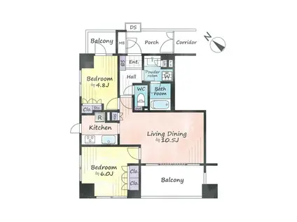 アルス恵比寿メイクス(1LDK/10階)の間取り写真