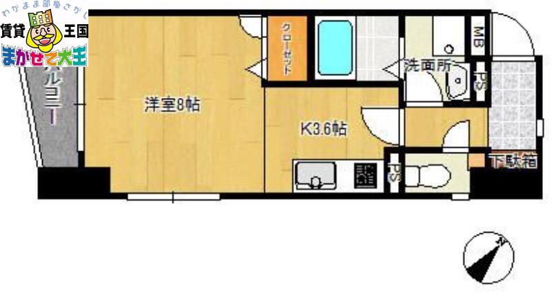 モンパルト万屋(1K/7階)の間取り写真