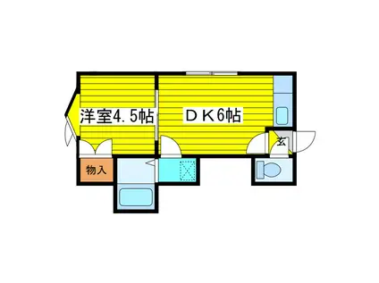 エミネンス元町(1DK/2階)の間取り写真