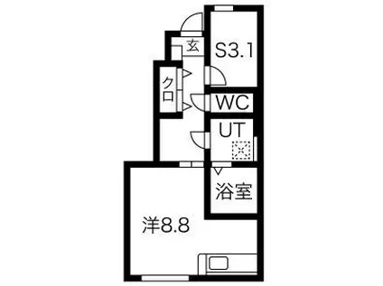 STONE RIVER STATION B棟(1SK/1階)の間取り写真