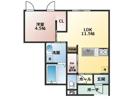 クロシェット薬師堂(1LDK/1階)の間取り写真