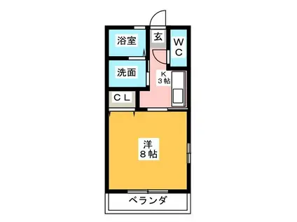 フロラシオン徳川山(1K/1階)の間取り写真
