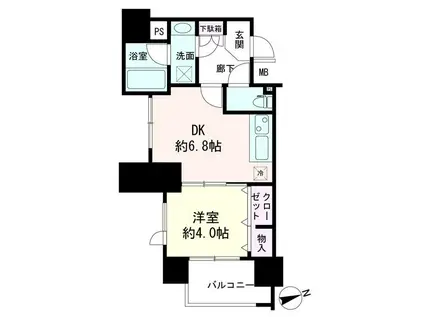 日神デュオステージ浅草松が谷(1DK/8階)の間取り写真