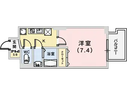 フロイデ(1K/4階)の間取り写真