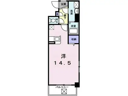 リュミエール・アンジュ(ワンルーム/1階)の間取り写真