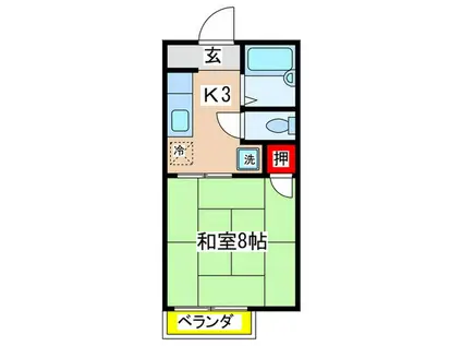 サングリーン東海(1K/1階)の間取り写真