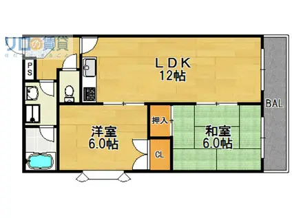 シャンクレール豊新(2LDK/3階)の間取り写真