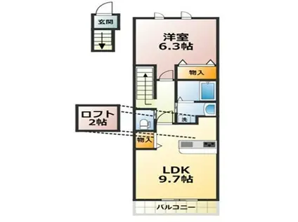 グランアンジュ A・B(1LDK/2階)の間取り写真