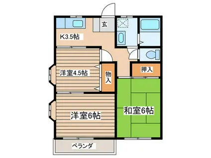 ジュネスナカダ2号(3K/2階)の間取り写真